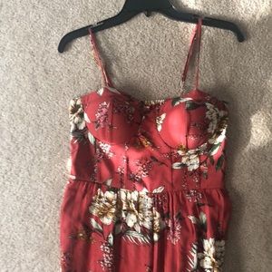 Floral red jumpsuit